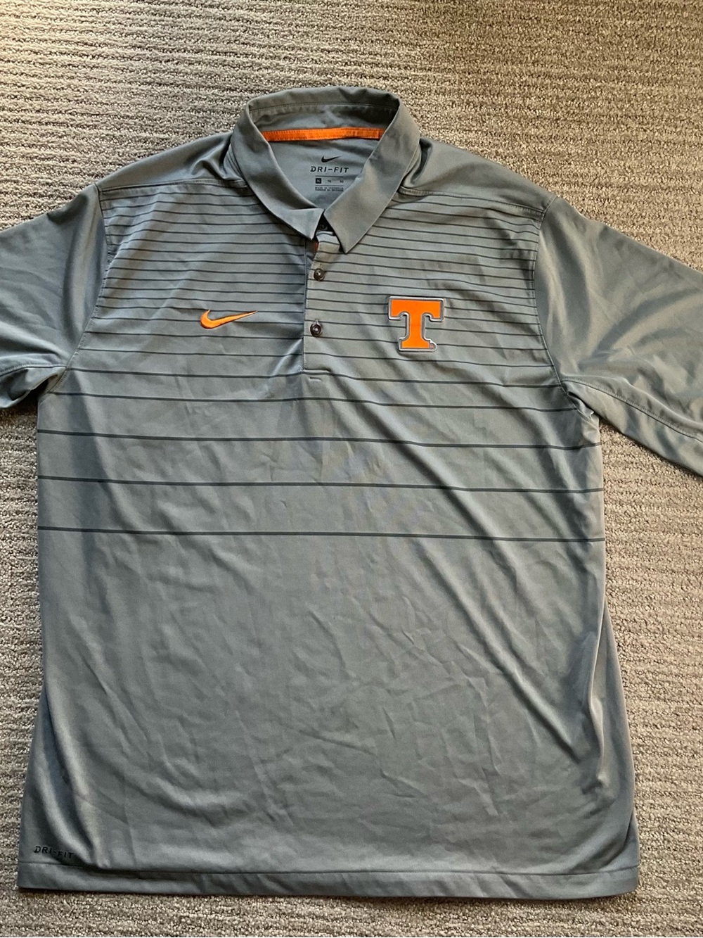 Nike Men’s Gray Polo with Orange Swoosh and Orange T Patch